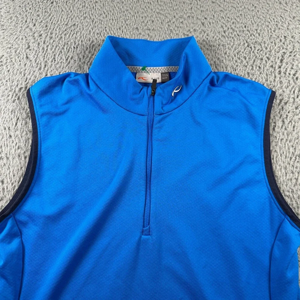 KJUS Golf Vest Mens M Blue Sleeveless Half Zip Mock Neck‎ Performance Stretch